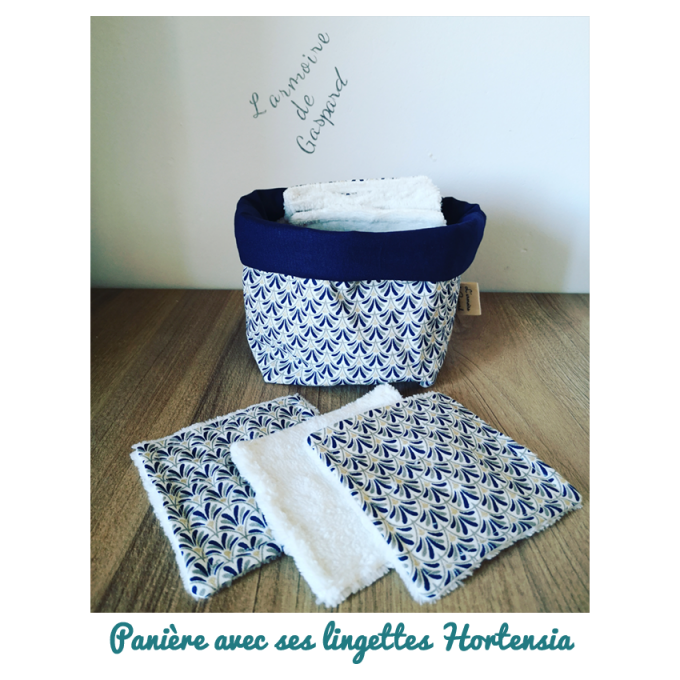 Panière et ses lingettes Hortensia
