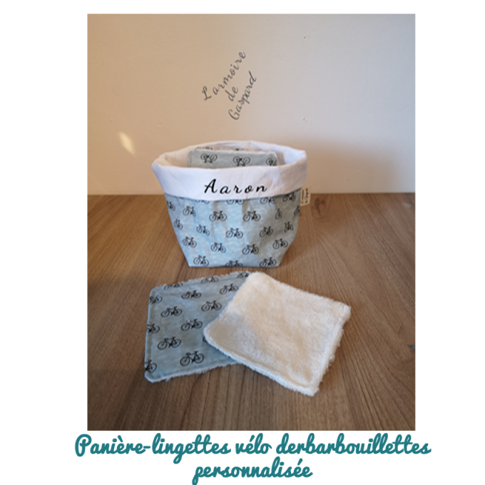 Panière avec ses lingettes debarbouillettes " vélo"